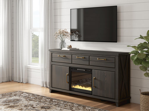 Brazen Valley Dark Brown 71" TV Stand with Electric Fireplace - W2648W1