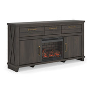 Brazen Valley Dark Brown 71" TV Stand with Electric Fireplace - W2648W2