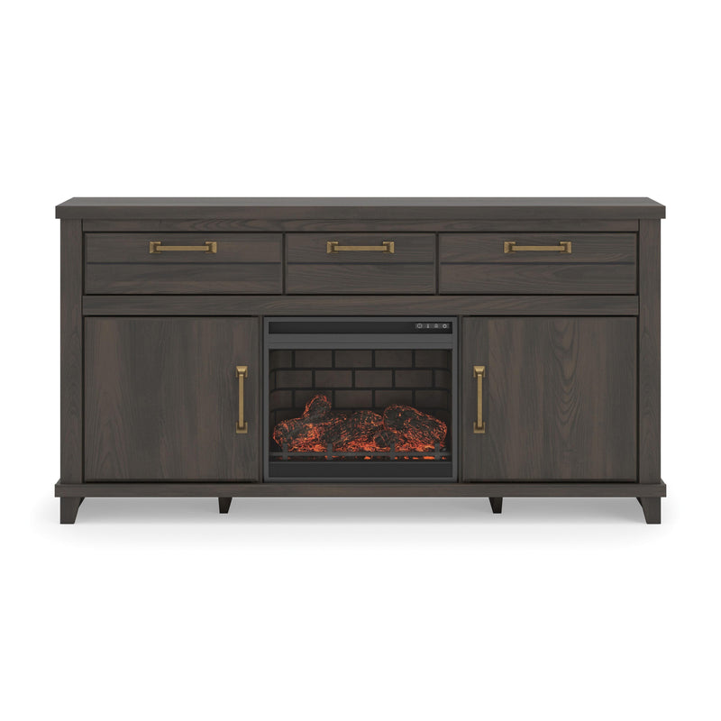 Brazen Valley Dark Brown 71" TV Stand with Electric Fireplace - W2648W2