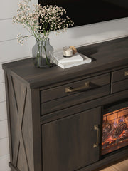 Brazen Valley Dark Brown 71" TV Stand with Electric Fireplace - W2648W2