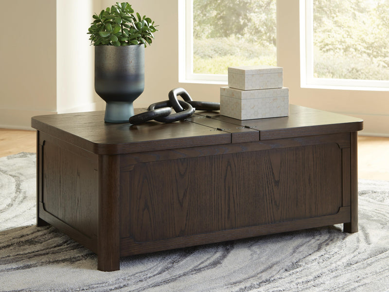 Breckington Dark Brown Coffee Table With Storage - T678-20