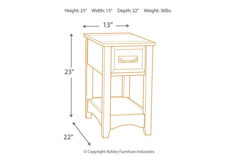 Breegin Brown Chairside End Table - Lara FurnitureEnd Table Chair Side