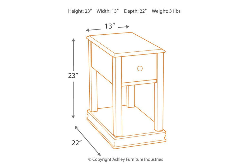 Breegin Brown Chairside End Table - Lara FurnitureEnd Table Chair Side