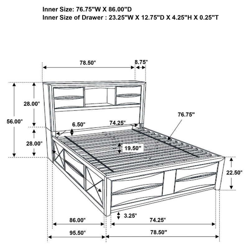 Briana Wood California King Storage Bookcase Bed Black - 202701KW