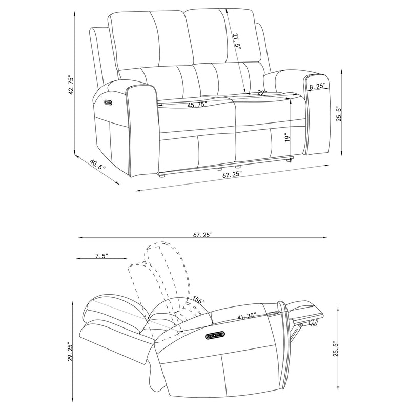 Brickston 3-piece Triple Power Reclining Sofa Set Grey - 603434PPP-S3