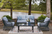 Bridges Beach Gray Outdoor Love/Chairs/Table Set (Set of 4) - PCP391-080
