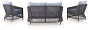 Bridges Beach Gray Outdoor Love/Chairs/Table Set (Set of 4) - PCP391-080