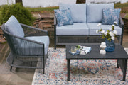 Bridges Beach Gray Outdoor Love/Chairs/Table Set (Set of 4) - PCP391-080