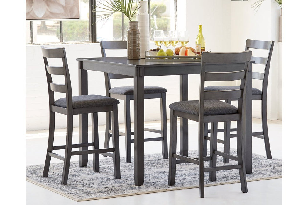 Bridson Gray Counter Height Dining Table and Bar Stools (Set of 5) - Gate FurnitureDining Room Set
