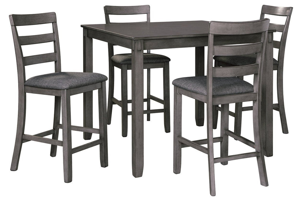 Bridson Gray Counter Height Dining Table and Bar Stools (Set of 5) - Gate FurnitureDining Room Set