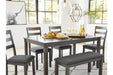 Bridson Gray Dining Table and Chairs with Bench (Set of 6) - Gate FurnitureDining Room Set