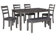 Bridson Gray Dining Table and Chairs with Bench (Set of 6) - Gate FurnitureDining Room Set