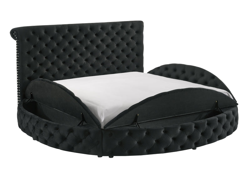 Brigitte Black King Upholstered Storage Panel Bed - Lara FurnitureKing Bed