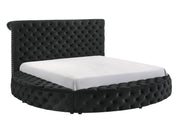 Brigitte Black King Upholstered Storage Panel Bed - Lara FurnitureKing Bed