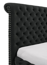 Brigitte Black Queen Upholstered Storage Panel Bed - Lara FurnitureQueen Bed