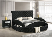 Brigitte Black Queen Upholstered Storage Panel Bed - Lara FurnitureQueen Bed