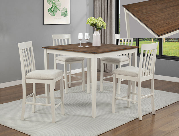 Brody 5Pk Ct Ht Table Set Wh/Brown - 2782SET-WH/BRN
