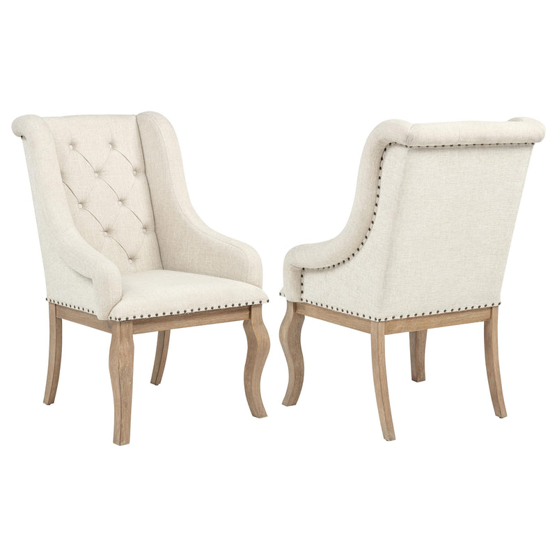 Brockway Upholstered Arm Chair Barley Brown (Set of 2) - 110293