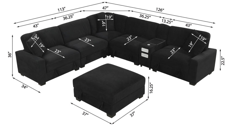 Brody - Black Ottoman with Lift-Up Storage - S520-O