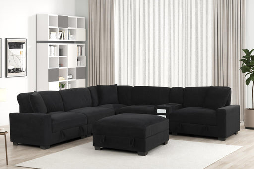 Brody - Black Sectional with Lift-Up Storage, Console, Bluetooth Speaker, Storage Drawer, USB Charger - S520-Sectional