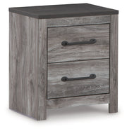Bronyan King Panel Bed with Mirrored Dresser and Nightstand in Dark Gray - PKG020107