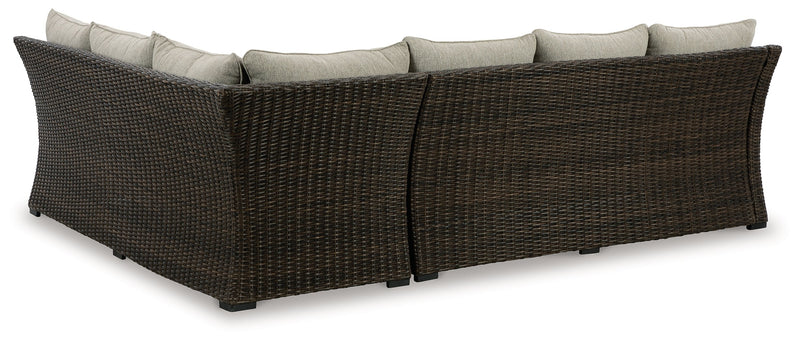 Brook Ranch Outdoor Sofa Sectional/Bench with Cushion (Set of 3) - P465-822