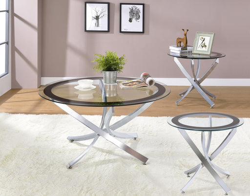 Brooke 3-piece Round Coffee and End Table Set Chrome - 702588-S3