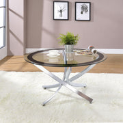 Brooke Round Glass Top Coffee Table Metal Base Chrome - 702588
