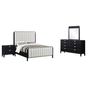Brookmead 4-piece Upholstered Cal King Bedroom Set Black - 224710KW-S4