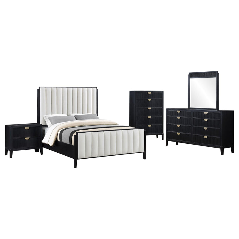 Brookmead 5-piece Upholstered Eastern King Bedroom Set Black - 224710KE-S5
