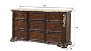 Brooks - 9 Drawers Marble Top Brown Dresser - B230-D