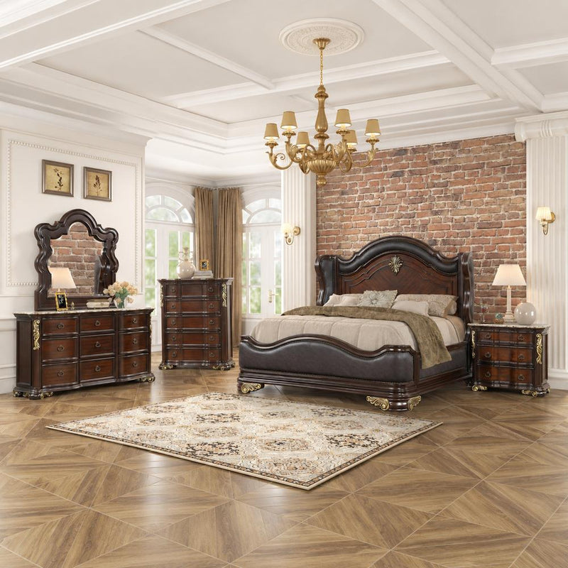 Brooks - Brown King Bed, Dresser, Mirror, Nightstand - B230-KDMN