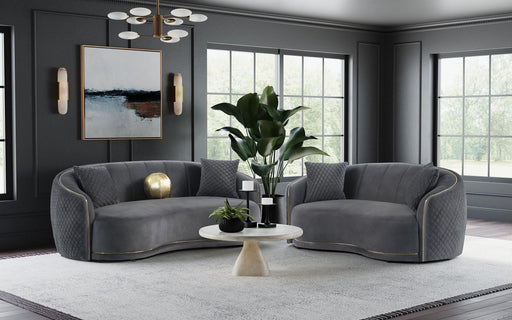 Brookside 2-piece Velvet Upholstered Sofa Set Dark Grey - 504844-S2