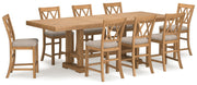 Brown Havonplane Counter Height Dining Table and 8 Barstools - PKG016732