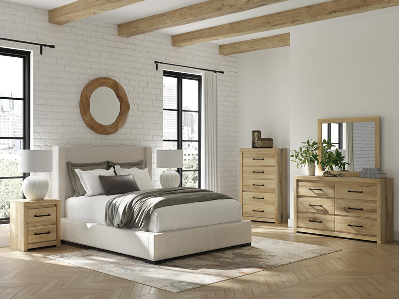 Brozmont Oatmeal Queen Upholstered Storage Bed - B1045B12