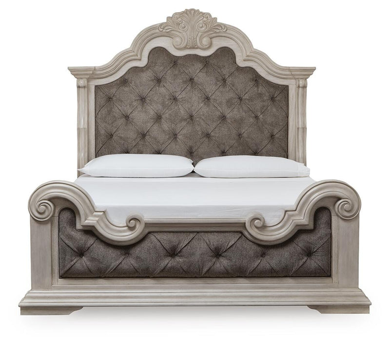 Bruchandi Antique White California King Upholstered Panel Bed - PCB948B5