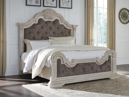 Bruchandi Antique White King Upholstered Panel Bed - PCB948B4