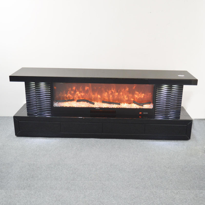 BTVS102 BLACK TV STAND FIREPLACE - 210000007813