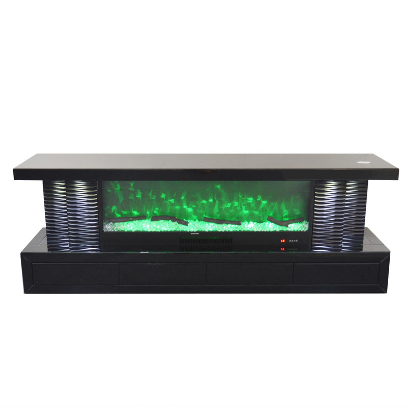 BTVS102 BLACK TV STAND FIREPLACE - 210000007813
