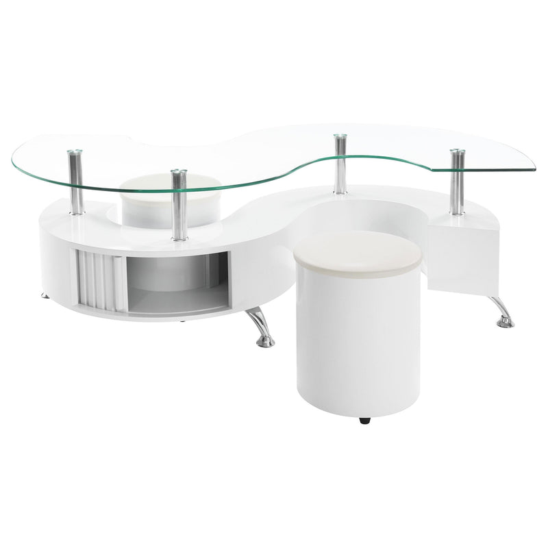 Buckley 3-piece Coffee Table and Stools Set White High Gloss - 703400