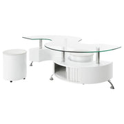Buckley 3-piece Coffee Table and Stools Set White High Gloss - 703400
