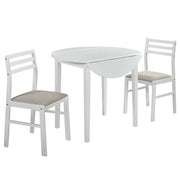 Bucknell 3-piece Round Drop Leaf Dining Table Set White - 130005WHT