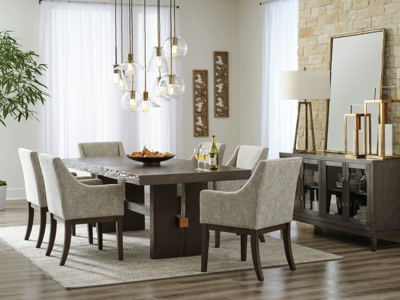 Burkhaus Dark Brown Extendable Upholstered Dining Set - Lara FurnitureDining Room Set
