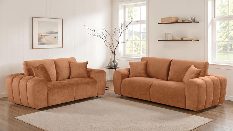 Burnett 2-piece Chenille Upholstered Sofa Set Burnt Orange - 504951-S2