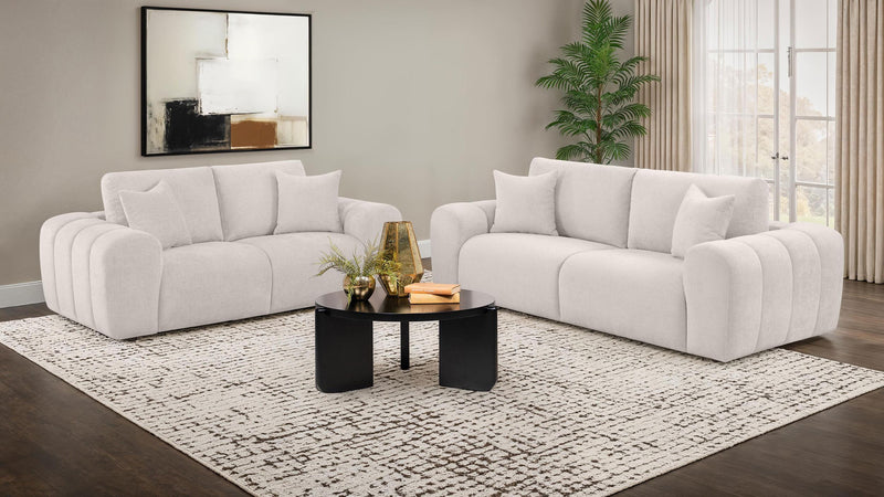 Burnett 2-piece Chenille Upholstered Sofa Set Ivory - 504955-S2