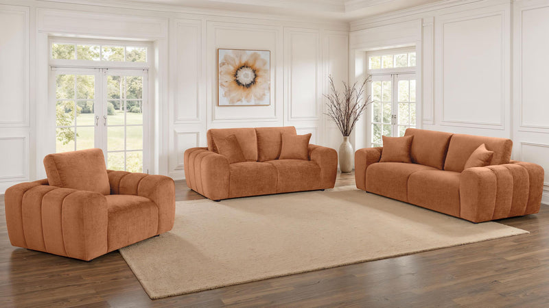 Burnett Chenille Upholstered Wide Arm Loveseat Burnt Orange - 504952