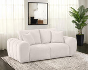 Burnett Chenille Upholstered Wide Arm Loveseat Ivory - 504956