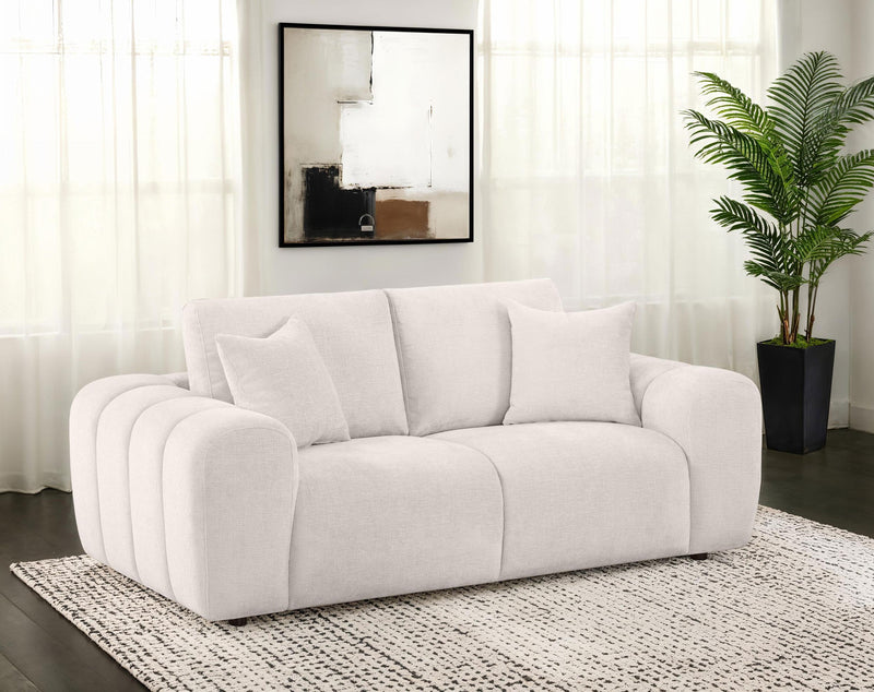 Burnett Chenille Upholstered Wide Arm Loveseat Ivory - 504956