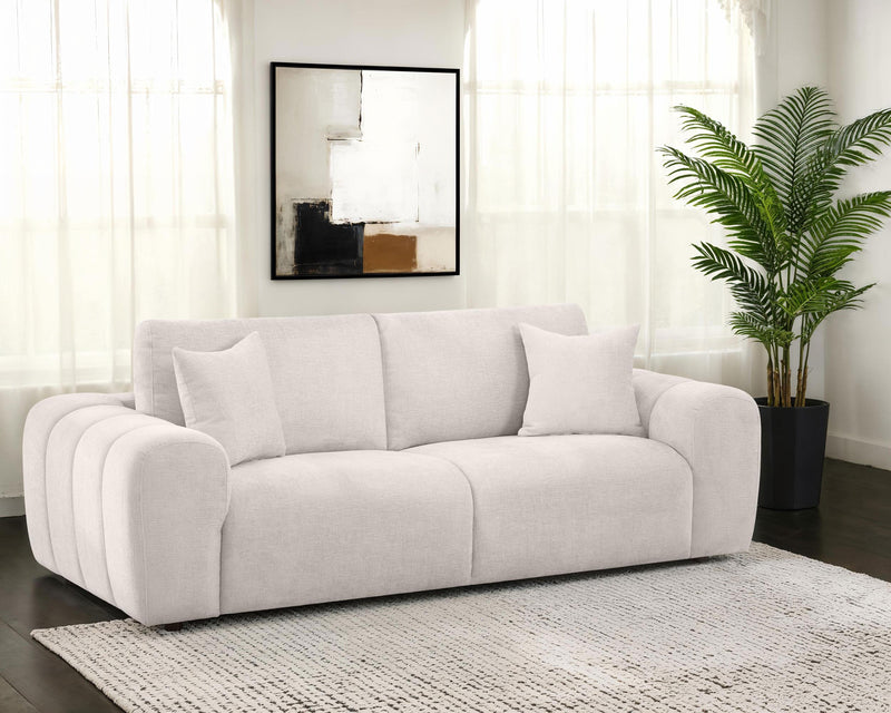 Burnett Chenille Upholstered Wide Arm Sofa Ivory - 504955