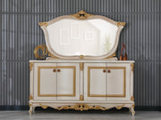 Buse 78" Wide 4 Door Buffet With Mirror - Buffets & Sideboards